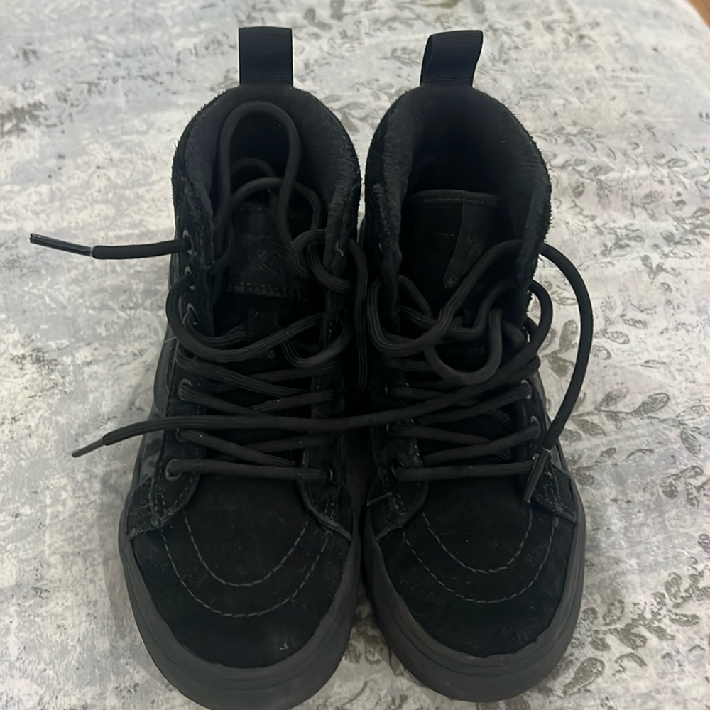 Vans kids size 1 black with camo detail used lots of life